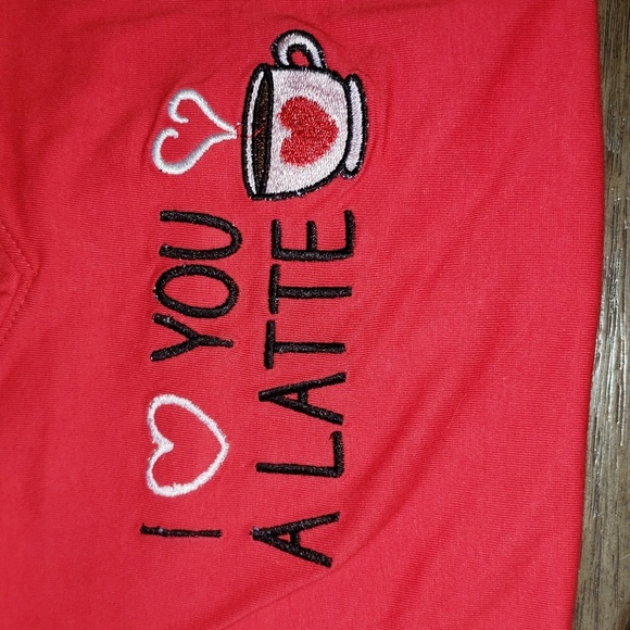 I Love You A Latte Nightshirt NWT Rene Rafe SM 100% Cotton Gown - Picture 2 of 7